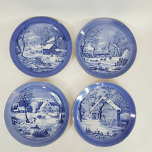 Load image into Gallery viewer, Set of 4 Currier &amp; Ives Winter Plates with hooks for hanging. Decorative