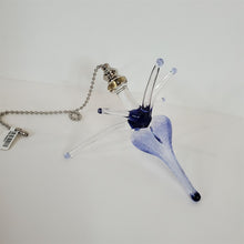 Load image into Gallery viewer, Payton Flameworks handblown clear/blue glass "bursting heart" light/fan pull