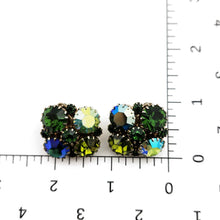 Load image into Gallery viewer, Vintage Green AB Rhinestone Gold Tone Wreath Brooch and Clip On Earrings Set