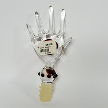 Load image into Gallery viewer, Payton Flameworks Handblown clear glass with red swirl "hand" bottle stopper