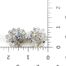 Load image into Gallery viewer, Vintage Clear AB Glass Bead Cluster Silver Tone Brooch and Clip On Earrings Set