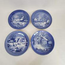 Load image into Gallery viewer, Set of 4 Currier &amp; Ives Winter Plates with hooks for hanging. Decorative
