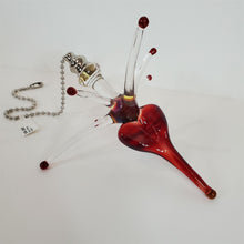Load image into Gallery viewer, Payton Flameworks handblown clear/red glass bursting heart light/fan pull
