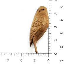 Load image into Gallery viewer, Vintage Hand Carved Wood Owl Perched Bird Folk Art Brooch Pin Initialed 3-5/8"