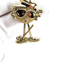 Load image into Gallery viewer, Vintage Signed AJC Gold Tone Cartoon Golfer Golf Ball Figural Brooch Pin 3"