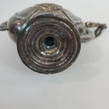 Load image into Gallery viewer, Vintage Silver Plate Decanter Wine Jug threaded lid &amp; stopper w/chain on Spout