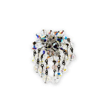 Load image into Gallery viewer, Vintage Silver Tone Clear AB Faceted Glass Bead Cluster Dangle Brooch Pin 2"