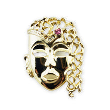 Load image into Gallery viewer, Vintage Gold Tone Theater Mask Pink Rhinestone Tie Tack Lapel Pin 1-5/8"
