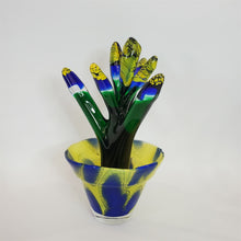 Load image into Gallery viewer, Hand Blown Mid Century Modern Art Glass Pot Cactus or Futurist Flower Signed