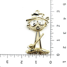 Load image into Gallery viewer, Vintage Signed AJC Gold Tone Cartoon Golfer Golf Ball Figural Brooch Pin 3"