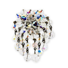 Load image into Gallery viewer, Vintage Silver Tone Clear AB Faceted Glass Bead Cluster Dangle Brooch Pin 2"