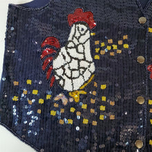 Load image into Gallery viewer, The Quacker Factory Women's Roosters Chick Chicken Sequined Vest Size M