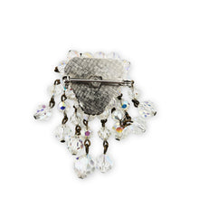 Load image into Gallery viewer, Vintage Silver Tone Clear AB Faceted Glass Bead Cluster Dangle Brooch Pin 2"