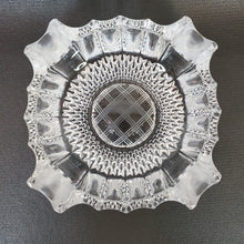 Load image into Gallery viewer, Vintage MCM Heavy Cut Crystal Square Ashtray Unique Patterned Center Dome