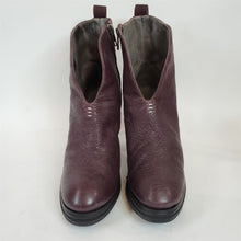 Load image into Gallery viewer, Free People Wine Pebble Leather Platform Heel Ankle Boot EU 39 / US 8.5 - 9