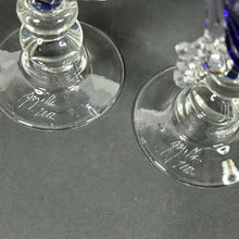 Load image into Gallery viewer, Handblown glass pedestal shaker set "Blue/Copper" by Gazelle Art Glass Signed