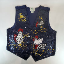 Load image into Gallery viewer, The Quacker Factory Women's Roosters Chick Chicken Sequined Vest Size M