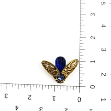 Load image into Gallery viewer, Vintage Gold Tone Jelly Belly Cobalt Blue Glass Rhinestone Bee Brooch Pin 1-1/2"