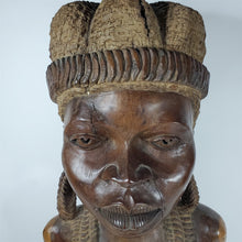 Load image into Gallery viewer, Primitive Hand Carved Bust - African Princess Heavy Ironwood 29" tall Sculpture