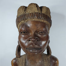 Load image into Gallery viewer, Primitive Hand Carved Bust - African Princess Heavy Ironwood 29" tall Sculpture