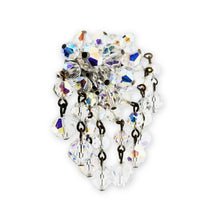 Load image into Gallery viewer, Vintage Silver Tone Clear AB Faceted Glass Bead Cluster Dangle Brooch Pin 2"