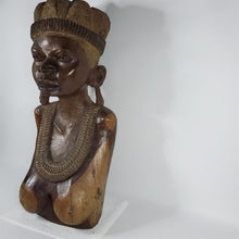 Load image into Gallery viewer, Primitive Hand Carved Bust - African Princess Heavy Ironwood 29" tall Sculpture