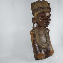 Load image into Gallery viewer, Primitive Hand Carved Bust - African Princess Heavy Ironwood 29" tall Sculpture