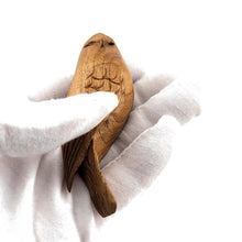 Load image into Gallery viewer, Vintage Hand Carved Wood Owl Perched Bird Folk Art Brooch Pin Initialed 3-5/8"