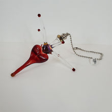 Load image into Gallery viewer, Payton Flameworks handblown clear/red glass bursting heart light/fan pull