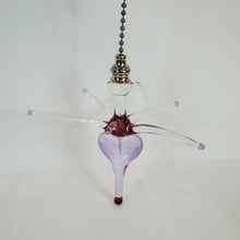 Load image into Gallery viewer, Payton Flameworks handblown clear/red/purple glass bursting heart light/fan pull