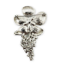 Load image into Gallery viewer, Vintage Silver Tone Clear AB Rhinestone Pave Flower Spray Brooch Pin 3-1/4"