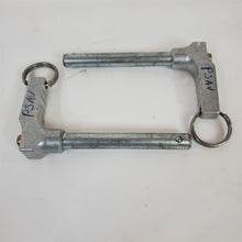 Load image into Gallery viewer, LOT of 2 Push Button Ball Lock Pin L-Handles 2-1/2" Grip Length 3/8" Silver PAIR