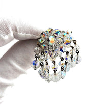 Load image into Gallery viewer, Vintage Silver Tone Clear AB Faceted Glass Bead Cluster Dangle Brooch Pin 2"
