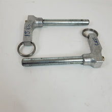Load image into Gallery viewer, LOT of 2 Push Button Ball Lock Pin L-Handles 2-1/2" Grip Length 3/8" Silver PAIR