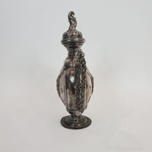 Load image into Gallery viewer, Vintage Silver Plate Decanter Wine Jug threaded lid &amp; stopper w/chain on Spout