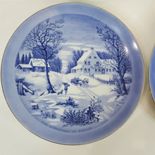 Load image into Gallery viewer, Set of 4 Currier &amp; Ives Winter Plates with hooks for hanging. Decorative