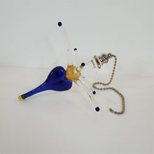 Load image into Gallery viewer, Payton Flameworks handblown clear/blue/amber glass bursting heart light/fan pull