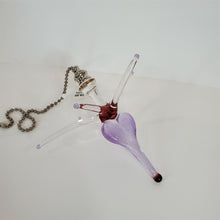 Load image into Gallery viewer, Payton Flameworks handblown clear/red/purple glass bursting heart light/fan pull