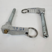 Load image into Gallery viewer, LOT of 2 Push Button Ball Lock Pin L-Handles 2-1/2" Grip Length 3/8" Silver PAIR