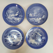 Load image into Gallery viewer, Set of 4 Currier &amp; Ives Winter Plates with hooks for hanging. Decorative
