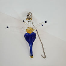 Load image into Gallery viewer, Payton Flameworks handblown clear/blue/amber glass bursting heart light/fan pull