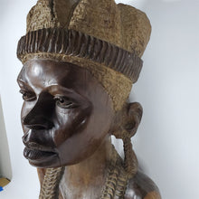 Load image into Gallery viewer, Primitive Hand Carved Bust - African Princess Heavy Ironwood 29" tall Sculpture