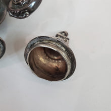 Load image into Gallery viewer, Vintage Silver Plate Decanter Wine Jug threaded lid &amp; stopper w/chain on Spout