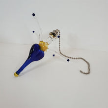 Load image into Gallery viewer, Payton Flameworks handblown clear/blue/amber glass bursting heart light/fan pull