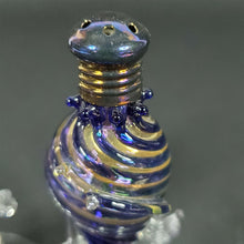 Load image into Gallery viewer, Handblown glass pedestal shaker set "Blue/Copper" by Gazelle Art Glass Signed