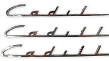 Load image into Gallery viewer, Cadillac Script Emblem Chrome Badge Lot of 3 Vintage