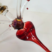 Load image into Gallery viewer, Payton Flameworks handblown clear/red glass bursting heart light/fan pull