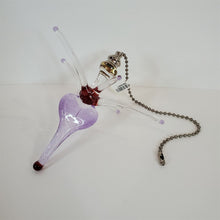 Load image into Gallery viewer, Payton Flameworks handblown clear/red/purple glass bursting heart light/fan pull