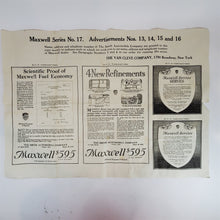 Load image into Gallery viewer, Antique 1916 Maxwell Motor Cars Original Advertisement Proof (Van Cleve Company)