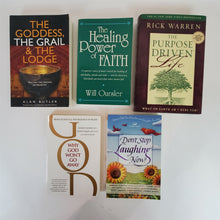 Load image into Gallery viewer, Lot of 5 Books Power-Faith; The Goddess; Don't Stop Laughing; Why God; Purpose..